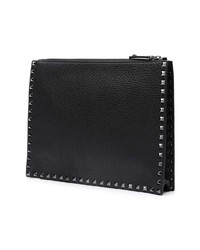 schwarze bedruckte Leder Clutch Handtasche von Valentino