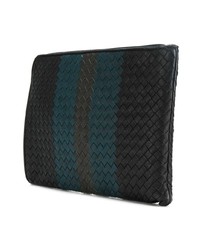 schwarze bedruckte Leder Clutch Handtasche von Bottega Veneta