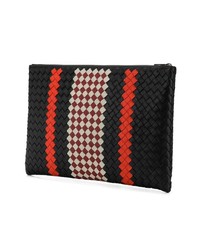 schwarze bedruckte Leder Clutch Handtasche von Bottega Veneta