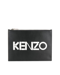 schwarze bedruckte Leder Clutch Handtasche von Kenzo