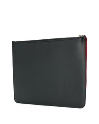 schwarze bedruckte Leder Clutch Handtasche von Neil Barrett