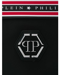 schwarze bedruckte Leder Clutch Handtasche von Philipp Plein