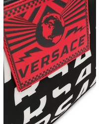 schwarze bedruckte Leder Clutch Handtasche von Versace