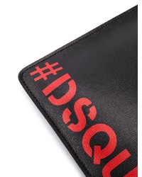 schwarze bedruckte Leder Clutch Handtasche von DSQUARED2