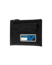 schwarze bedruckte Leder Clutch Handtasche von Prada