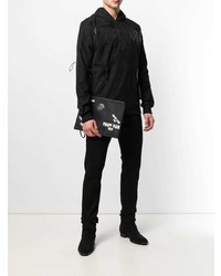schwarze bedruckte Leder Clutch Handtasche von Philipp Plein
