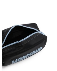 schwarze bedruckte Leder Clutch Handtasche von Moschino