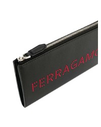 schwarze bedruckte Leder Clutch Handtasche von Salvatore Ferragamo