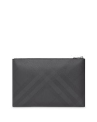 schwarze bedruckte Leder Clutch Handtasche von Burberry