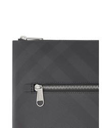 schwarze bedruckte Leder Clutch Handtasche von Burberry