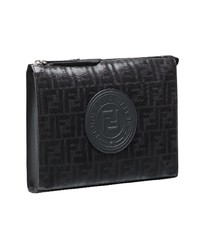 schwarze bedruckte Leder Clutch Handtasche von Fendi