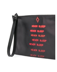 schwarze bedruckte Leder Clutch Handtasche von Marcelo Burlon County of Milan