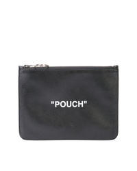 schwarze bedruckte Leder Clutch Handtasche von Off-White