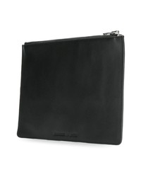 schwarze bedruckte Leder Clutch Handtasche von McQ Alexander McQueen