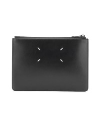 schwarze bedruckte Leder Clutch Handtasche von Maison Margiela