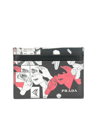 schwarze bedruckte Leder Clutch Handtasche von Prada
