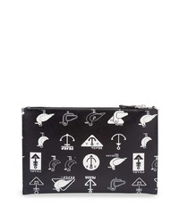 schwarze bedruckte Leder Clutch Handtasche von Prada