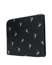 schwarze bedruckte Leder Clutch Handtasche von Alexander McQueen