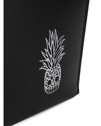schwarze bedruckte Leder Clutch Handtasche von Saint Laurent