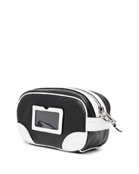 schwarze bedruckte Leder Clutch Handtasche von Moschino