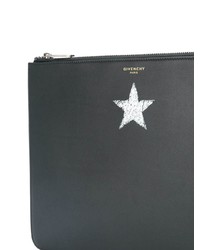 schwarze bedruckte Leder Clutch Handtasche von Givenchy