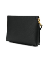 schwarze bedruckte Leder Clutch Handtasche von Versace