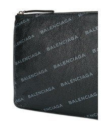 schwarze bedruckte Leder Clutch Handtasche von Balenciaga