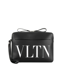 schwarze bedruckte Leder Clutch Handtasche von Valentino
