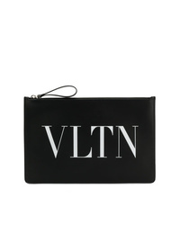 schwarze bedruckte Leder Clutch Handtasche von Valentino