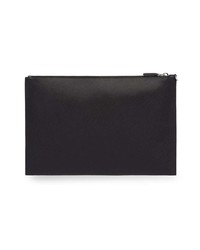 schwarze bedruckte Leder Clutch Handtasche von Prada