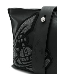 schwarze bedruckte Leder Clutch von Vivienne Westwood Anglomania