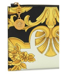 schwarze bedruckte Leder Clutch von Versace