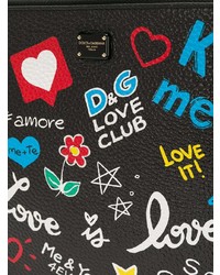 schwarze bedruckte Leder Clutch von Dolce & Gabbana