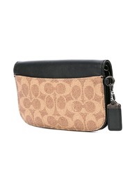 schwarze bedruckte Leder Clutch von Coach