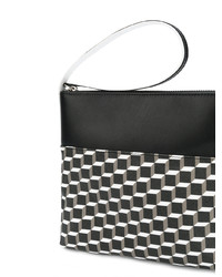 schwarze bedruckte Leder Clutch von Pierre Hardy