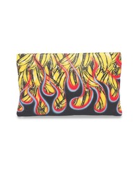 schwarze bedruckte Leder Clutch von Prada