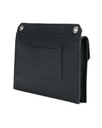 schwarze bedruckte Leder Clutch von Prada