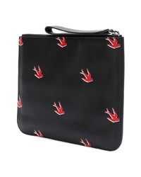 schwarze bedruckte Leder Clutch von McQ Alexander McQueen