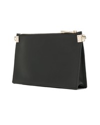 schwarze bedruckte Leder Clutch von Versace