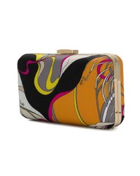 schwarze bedruckte Leder Clutch von Emilio Pucci