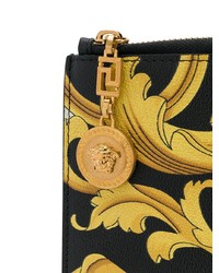 schwarze bedruckte Leder Clutch von Versace