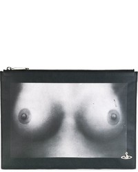 schwarze bedruckte Leder Clutch von Vivienne Westwood