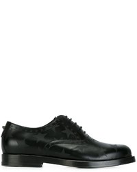 schwarze bedruckte Leder Derby Schuhe