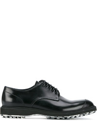 schwarze bedruckte Leder Derby Schuhe von Christian Dior