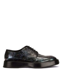 schwarze bedruckte Leder Derby Schuhe von Dolce & Gabbana