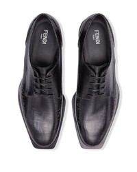 schwarze bedruckte Leder Derby Schuhe von Fendi