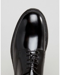 schwarze bedruckte Leder Derby Schuhe von Religion