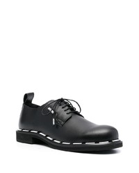 schwarze bedruckte Leder Derby Schuhe von Moschino