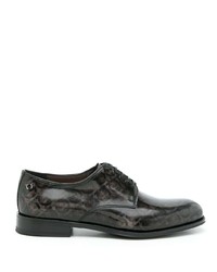 schwarze bedruckte Leder Derby Schuhe von Salvatore Ferragamo