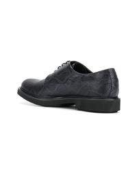 schwarze bedruckte Leder Derby Schuhe von Emporio Armani